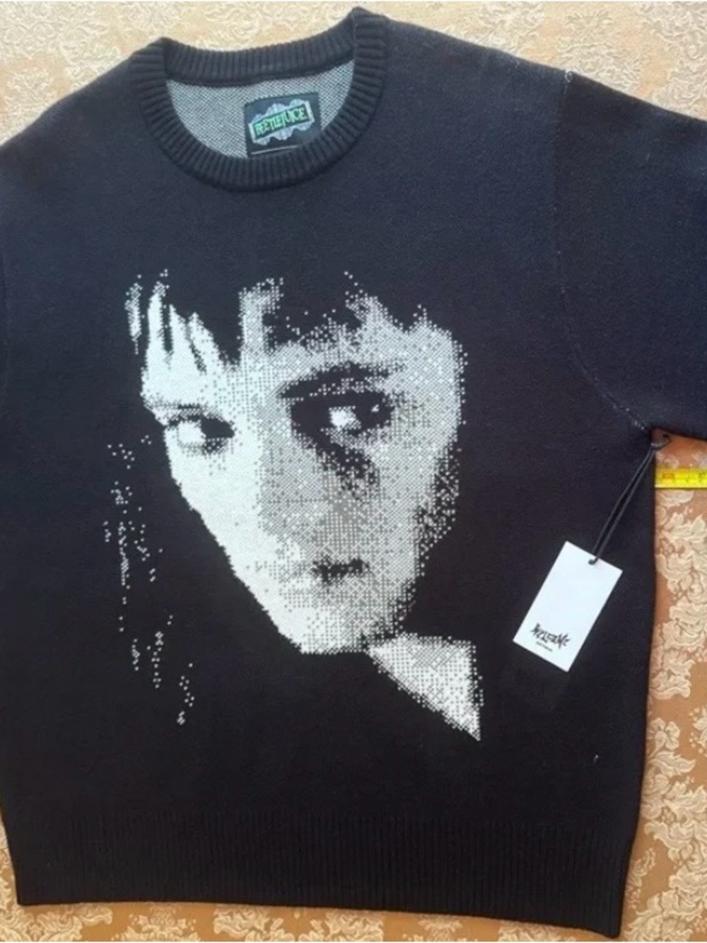 Black Graphic Portrait Sweater -Lydia from BeetleJuice
